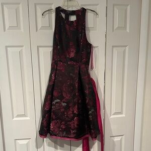 Eliza J Floral Burgundy and Pink Dress